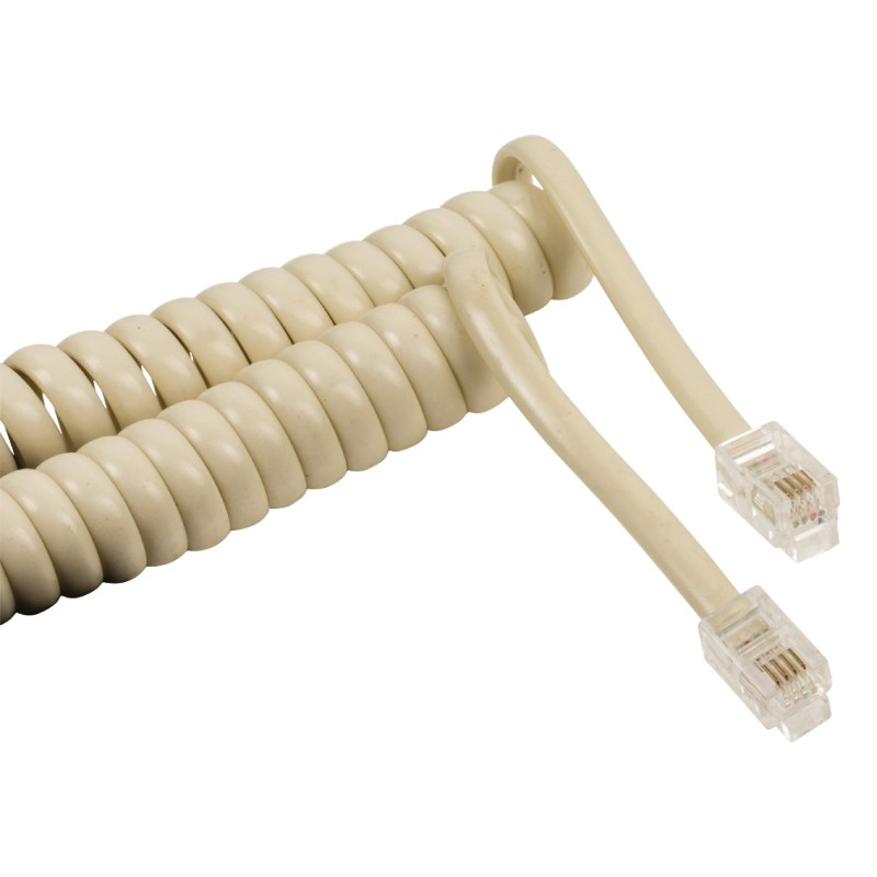 Cablu Receptor Spiralat 2m, RJ9 (4p4c), 7/0.10 Ccs, Alb Well