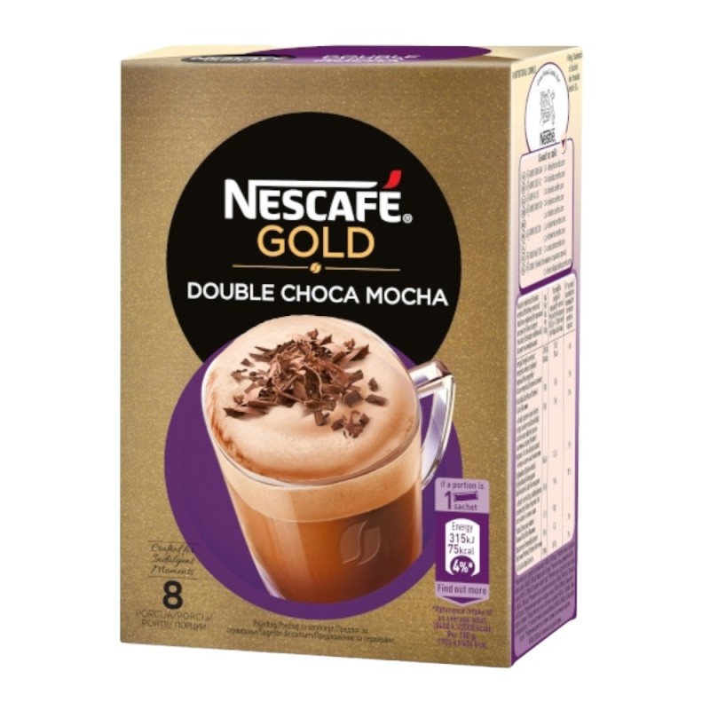 Cafea Cappuccino, Nescafe Gold Double Choca Mocha, 8 Plicuri x 18.5 g