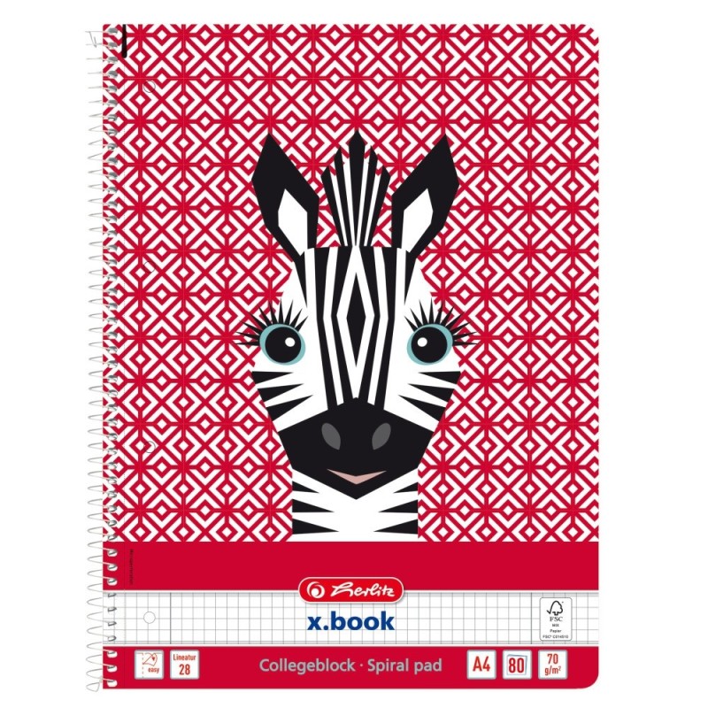 Caiet A4, 80 File, Spirala, Matematica, Cute Animals, Motiv Zebra