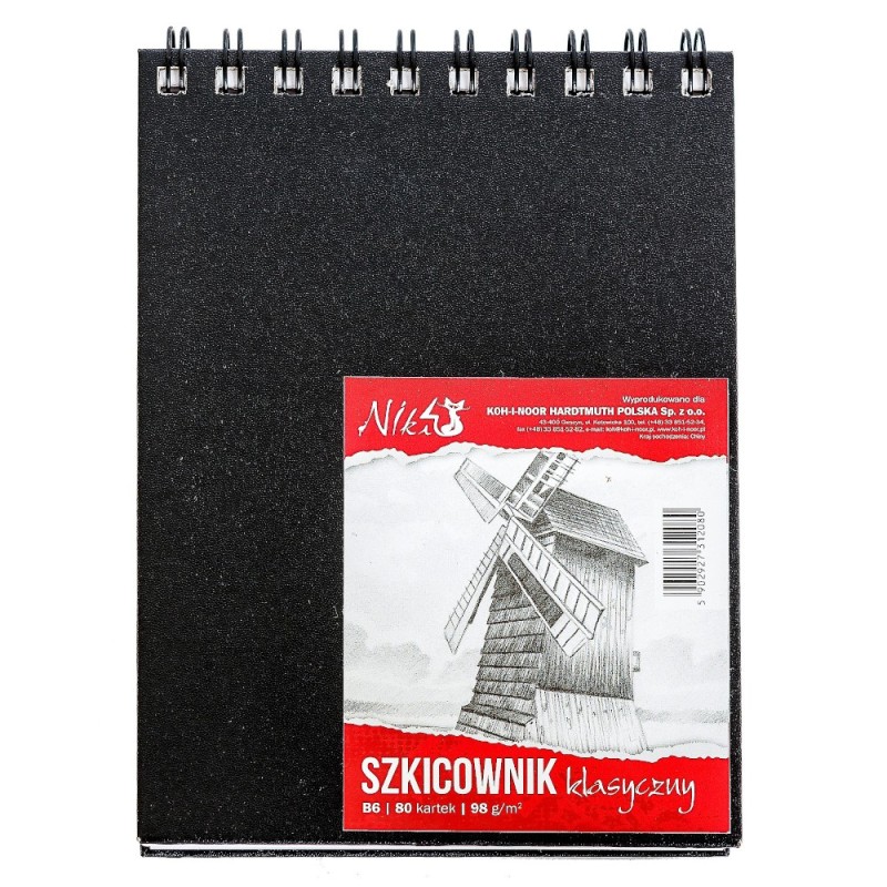 Caiet de Schite cu Hartie Alba, Koh-I-Noor Niki, B6, 80 File, Spira