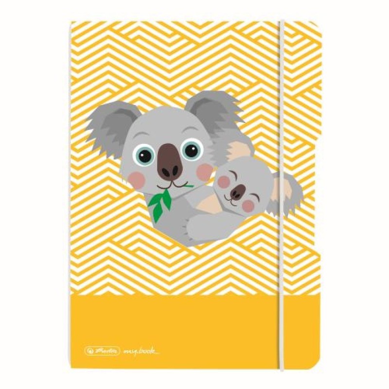 Caiet My.Book Flex, A5, 40 File, Patratele, Cute Animals Koala, Elastic Gri