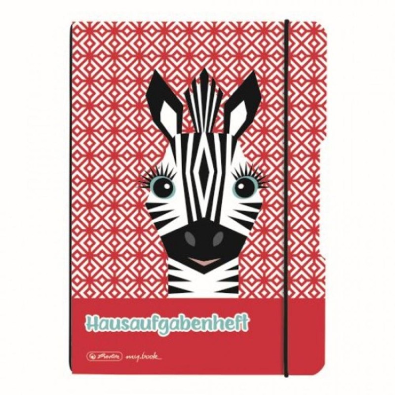 Caiet My.Book Flex, A5, 40 File, Patratele, Cute Animals Zebra, Elastic Negru