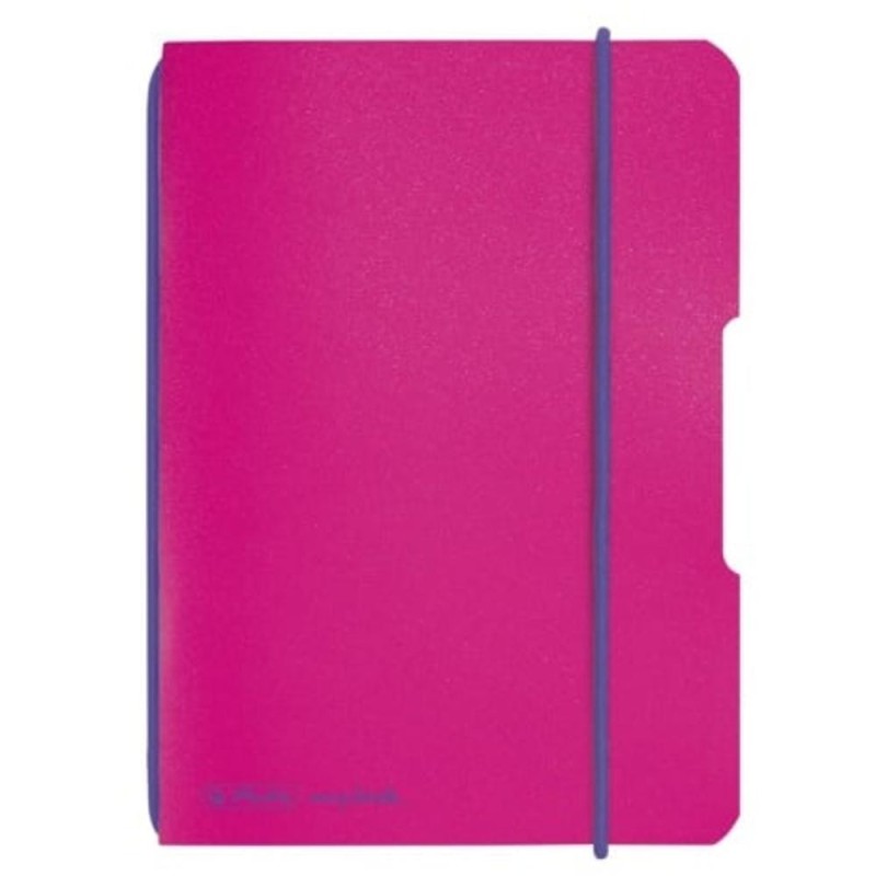 Caiet My.book Flex A6 40 File, cu Patratele, Coperta PP, Fucsia cu Elastic Violet, Herlitz