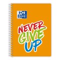 Caiet Oxford Never Give Up, A4, 80 File, Hartie Optik 90 g / mp, Coperta PP, Spira Dubla, Diverse Culori, Matematica