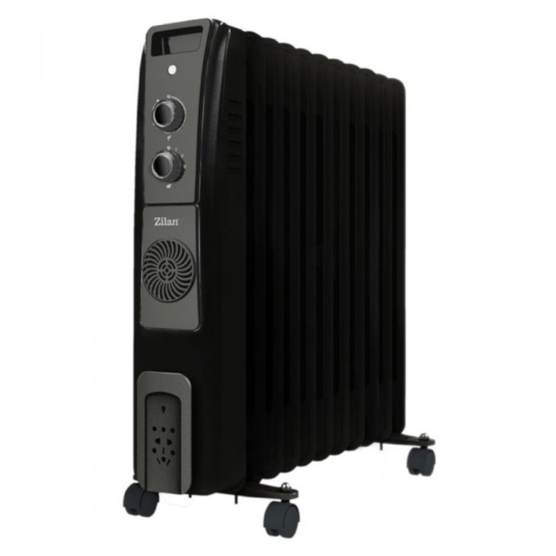 Calorifer Electric cu Ulei, 11 Elementi, Putere 2500W, Termostat Reglabil, Negru