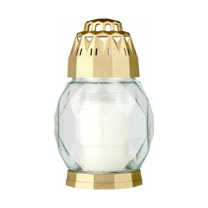 Candela Bolsius din Sticla 2D Diamond Alb - Auriu, 24 Ore