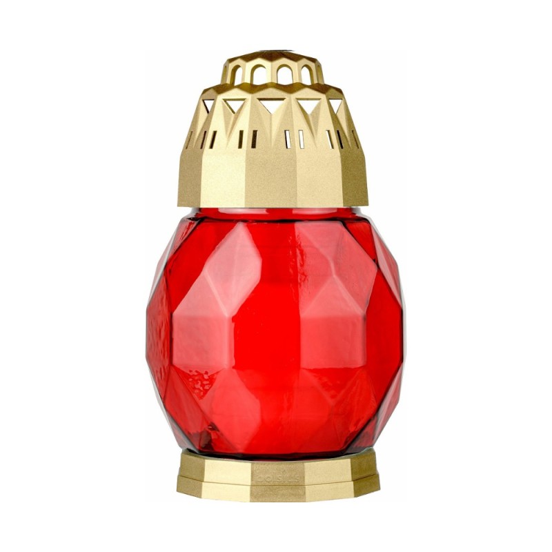 Candela Bolsius din Sticla 2D Diamond Rosu - Auriu, 24 Ore