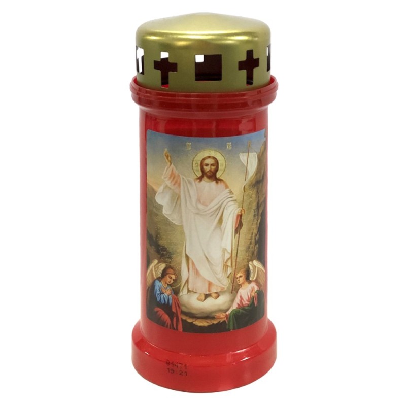 Candela Bolsius nr. 6 cu Capac Invierea Domnului, Rosu, 70 Ore