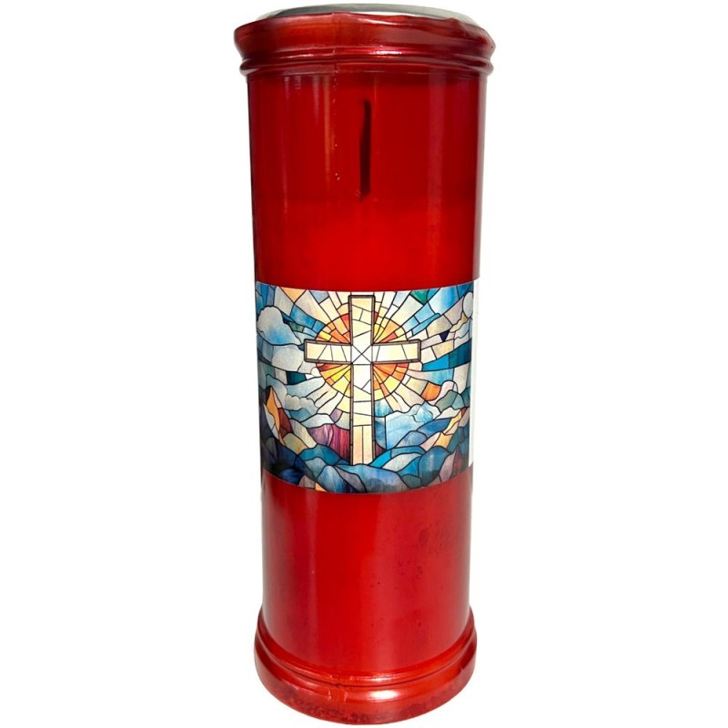 Candela de Culoare Rosie cu Capac Anti-Vant