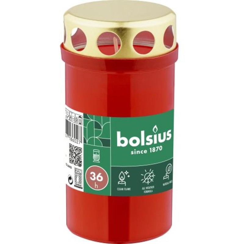 Candela din Plastic cu Capac Bolsius, Timp Ardere 36 Ore, Rosie