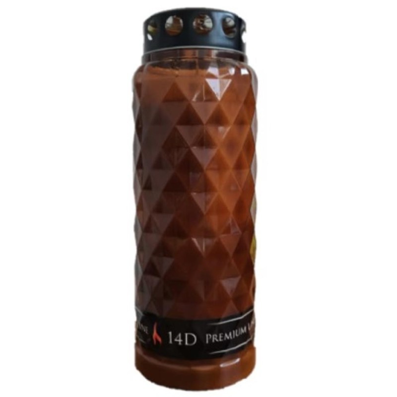 Candela din Plastic cu Capac, Premium Line, Maro, 14 Zile