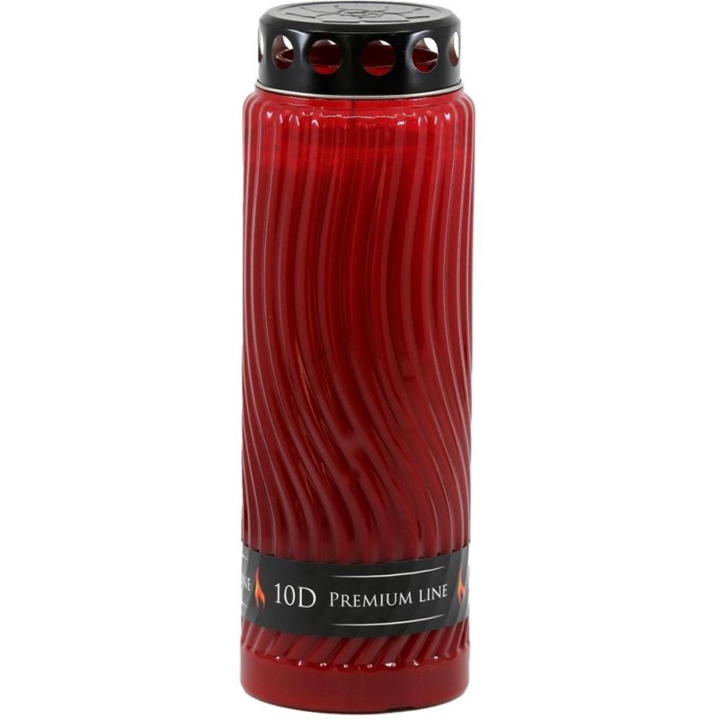 Candela din Plastic cu Capac, Premium Line, Rosie, 10 Zile