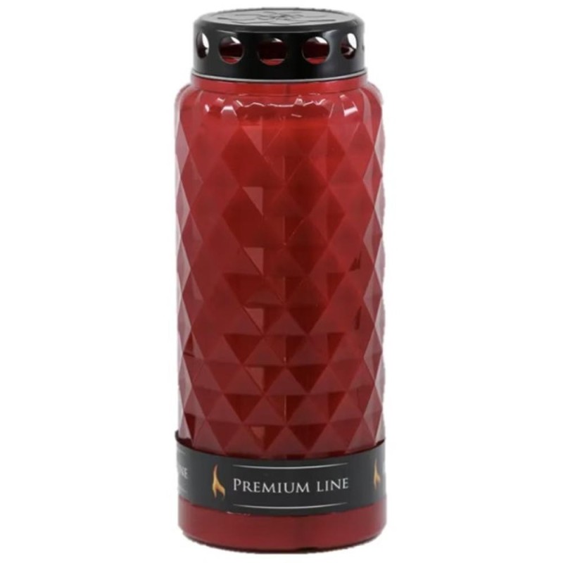 Candela din Plastic cu Capac, Premium Line, Rosie, 14 Zile