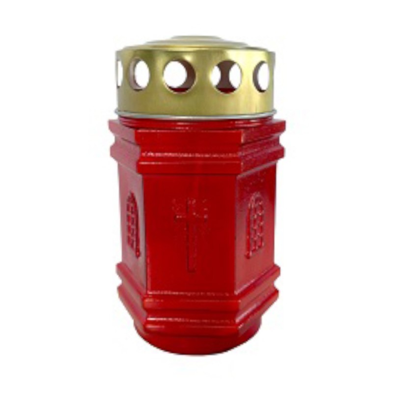 Candela din Plastic Rosie, Mini Capela cu Capac, 40 Ore