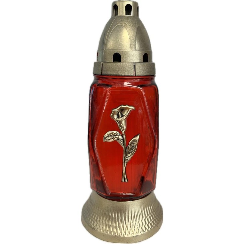 Candela din Sticla cu Cala, Rosie