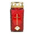 Candela din Sticla cu Cruce Max-Pol, Rosie, 18 Ore