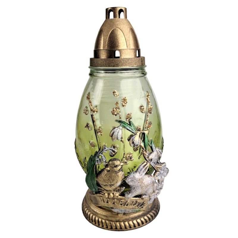 Candela din Sticla cu Decoratiune Pasti, Iepuras