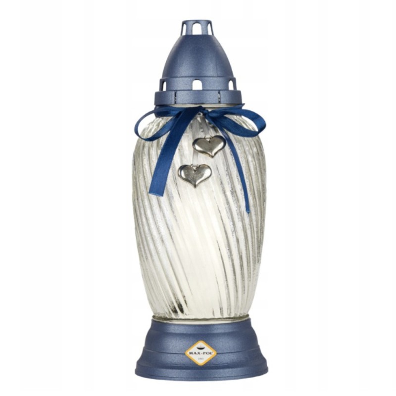 Candela din Sticla cu Fundite, Albastra, 41 Ore