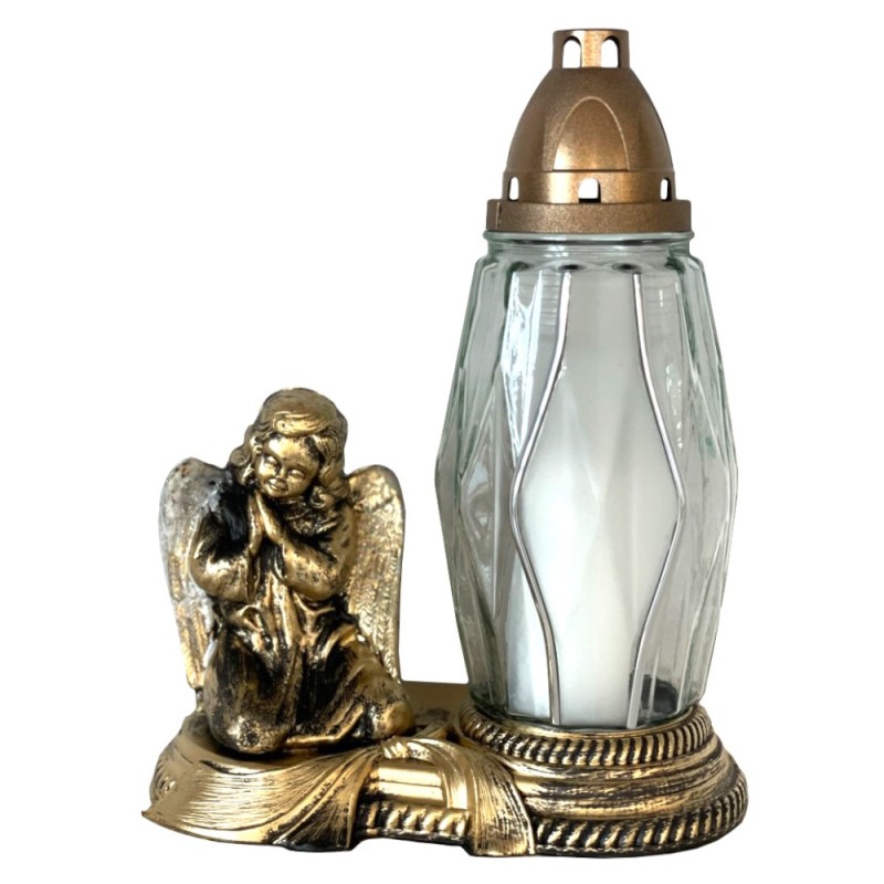 Candela din Sticla cu Inger, Alb, 44 Ore