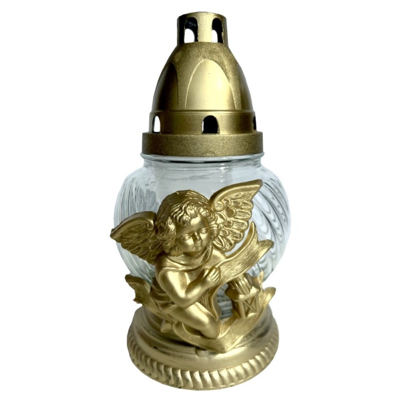 Candela din Sticla cu Ingeras Alb, 15 Ore