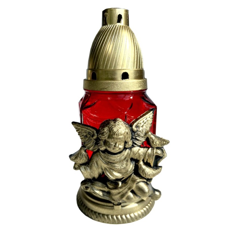 Candela din Sticla cu Ingeras Rosu, Ardere 15 ore