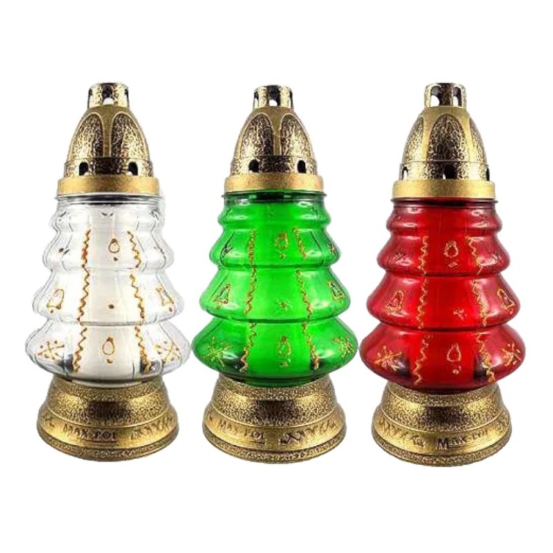 Candela din Sticla in Forma de Brad cu Stelute