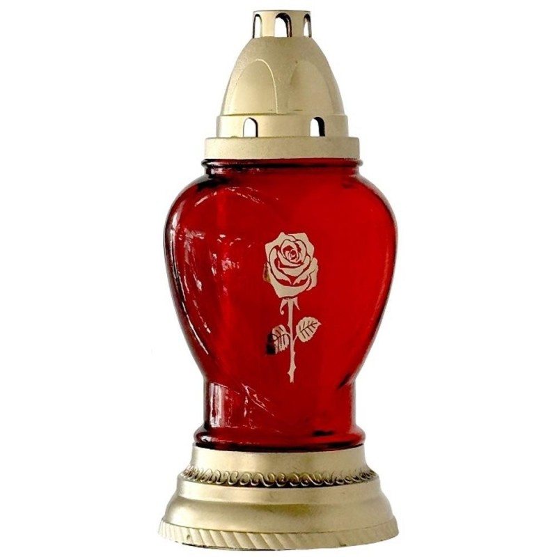 Candela din Sticla, Inima cu Trandafiri, Rosie