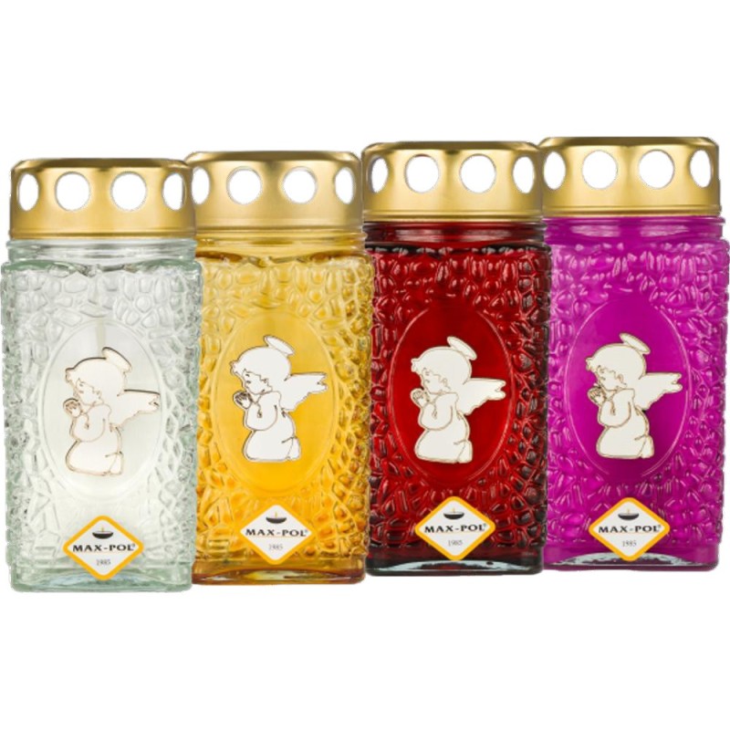 Candela din Sticla, Model Ingeras, Multicolor, 18 Ore