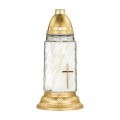 Candela din Sticla, Tip Felinar, Cruce Aurie, 913-CR