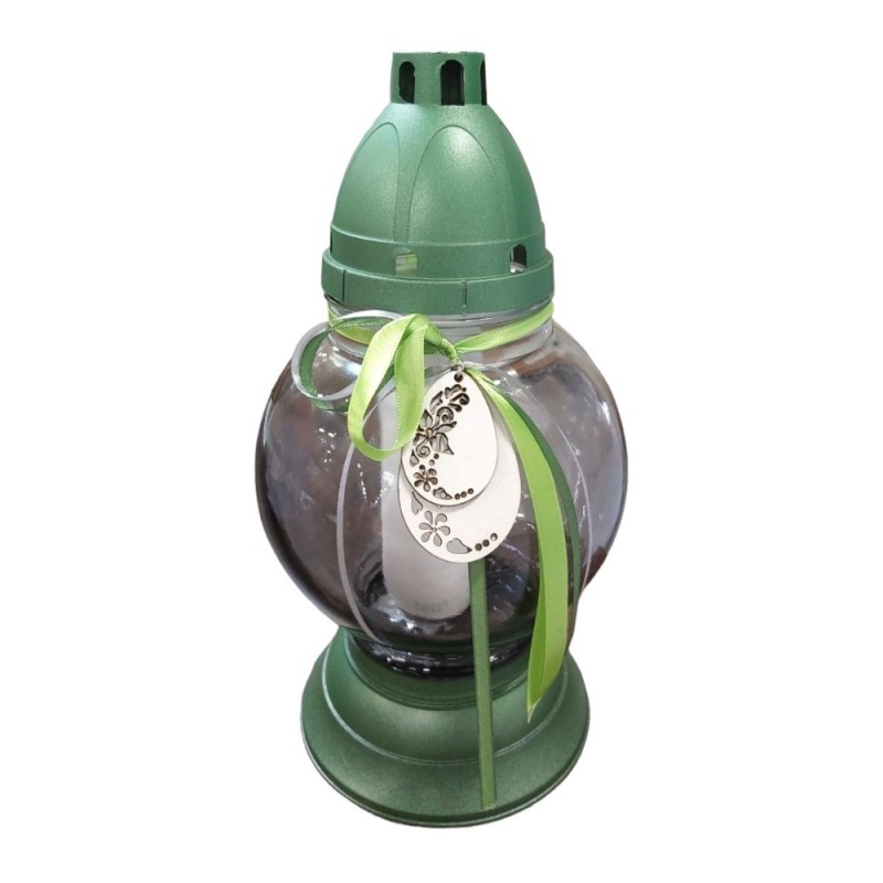 Candela din Sticla, Verde, Model Ou, PM-958-AMV