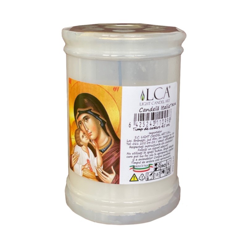 Candela Plastic cu Capac Anti-Vant Alb, 52 Ore