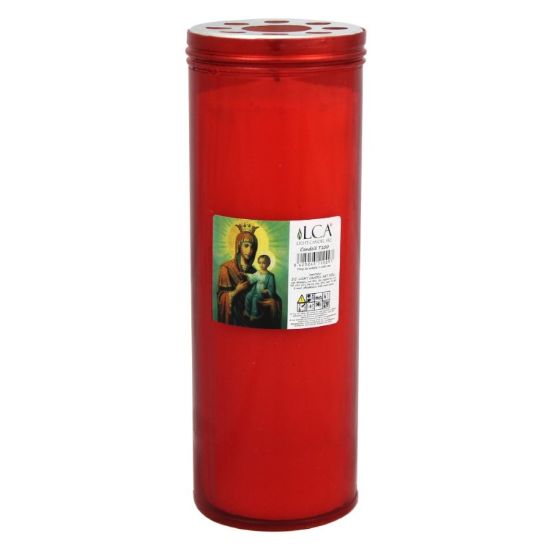 Candela Plastic cu Capac Anti-Vant Rosu, 144 Ore