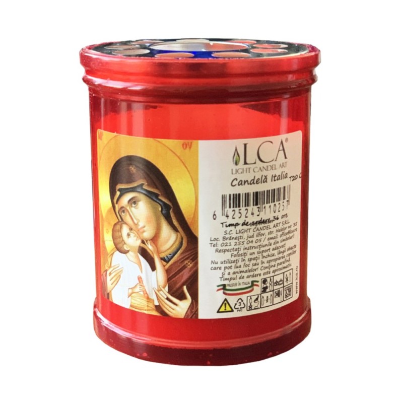 Candela Plastic cu Capac Anti-Vant Rosu, 36 Ore