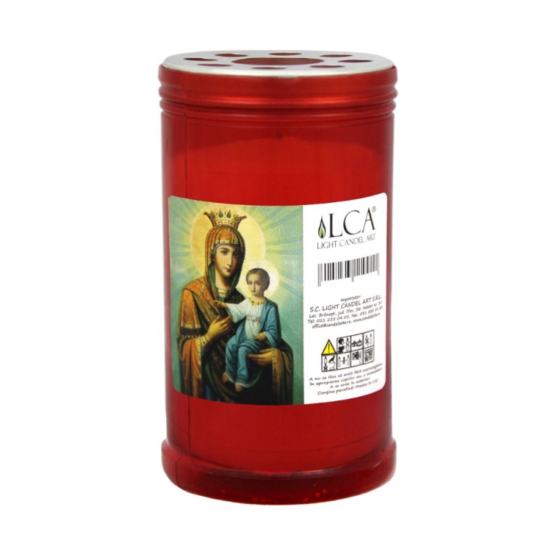 Candela Plastic cu Capac Anti-Vant Rosu 52 Ore