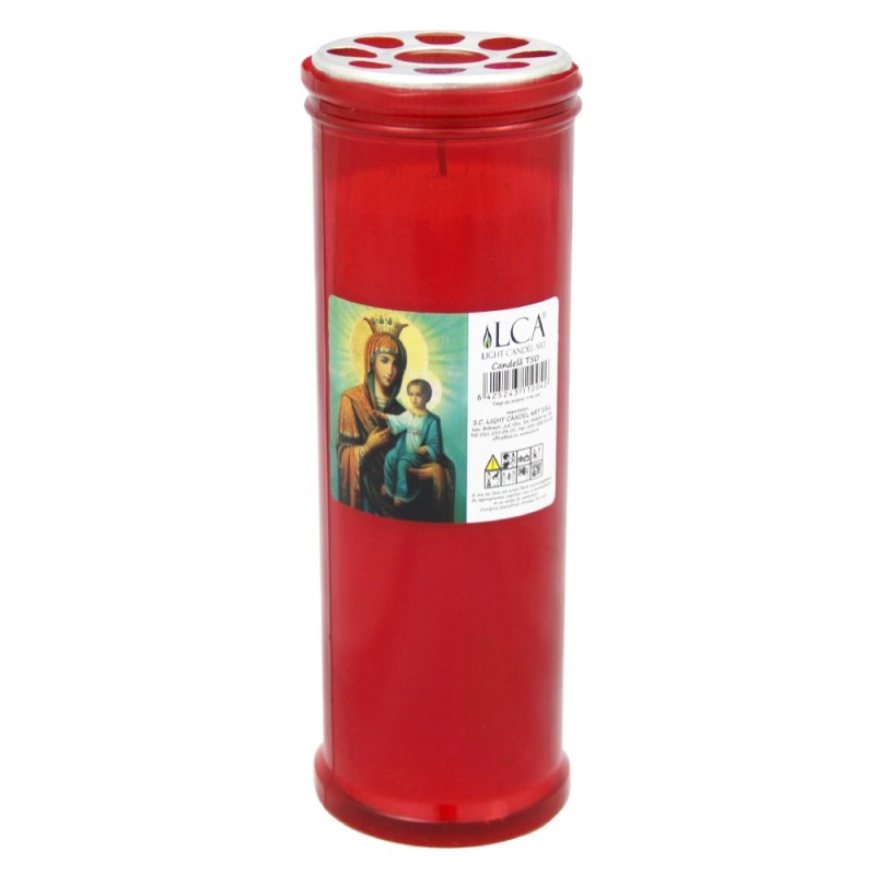 Candela Plastic cu Capac Anti-Vant, Rosu 96 Ore