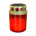Candela Plastic Rosu cu Capac Metalic, 12 Ore