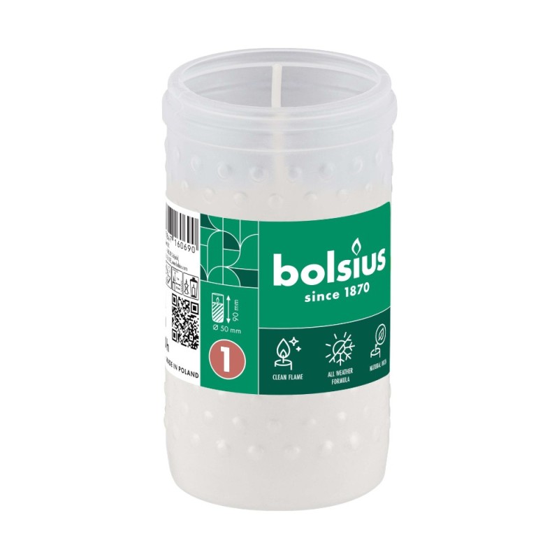 Candela Rezerva Nr.1-24, Bolsius, Alb, 24 Ore