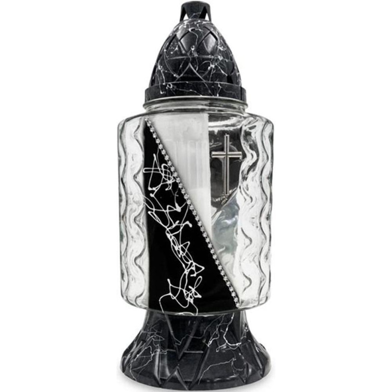 Candela Sticla Mare Mix Alb-Negru