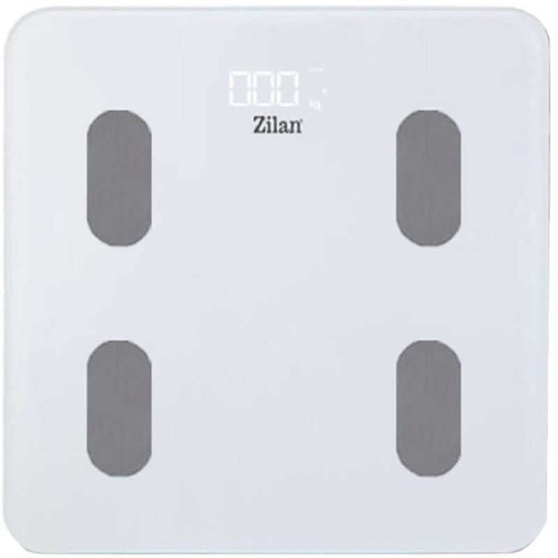 Cantar Electronic Persoane, Alb,  28 x 28 cm, Capacitate Maxima 180 kg, Sticla