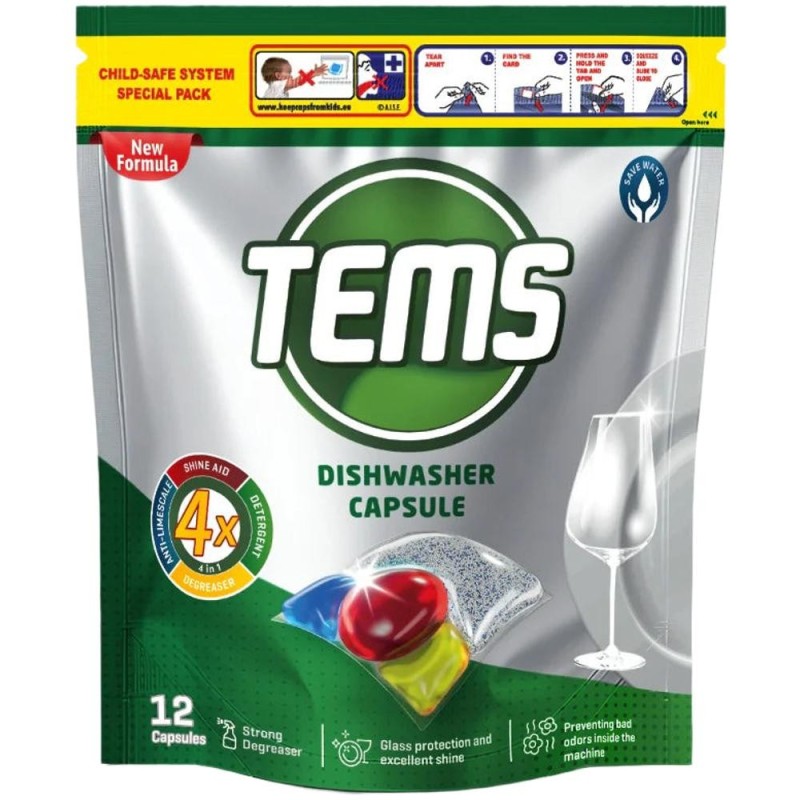 Capsule 4 in 1 pentru Masina de Spalat Vase, Tems, 12 Bucati
