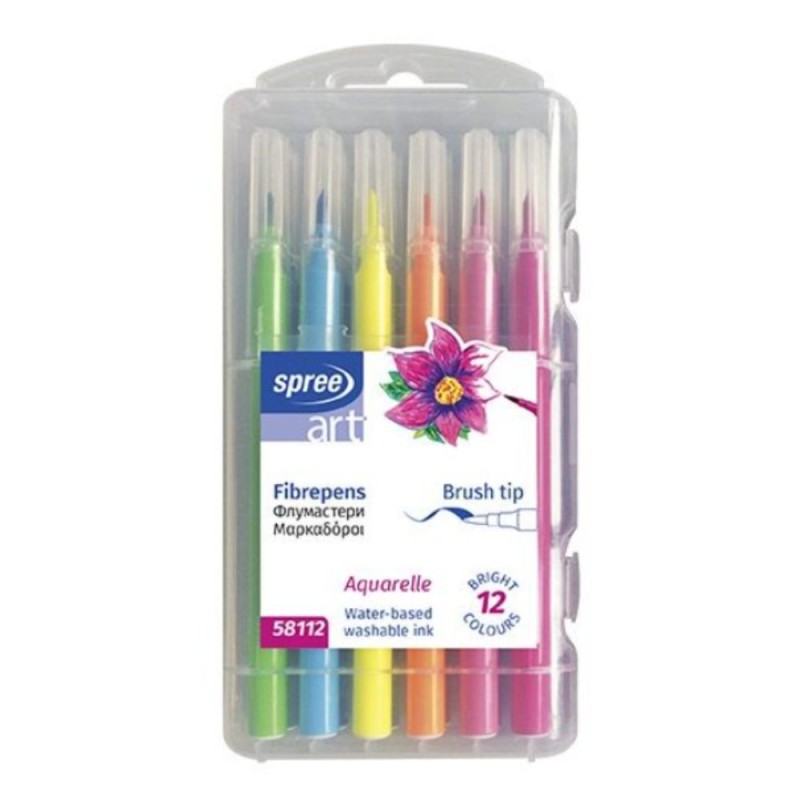 Carioca Paint Brush, Cutie din Plastic, Diverse Culori, 12 Bucati