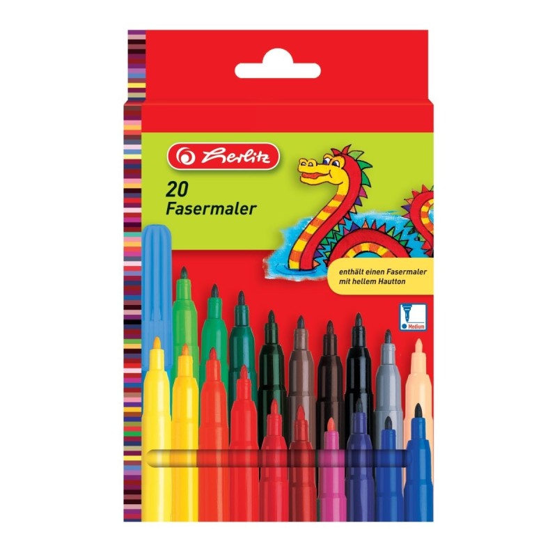 Carioci Herlitz, 2 mm, 20 Bucati, Diverse Culori