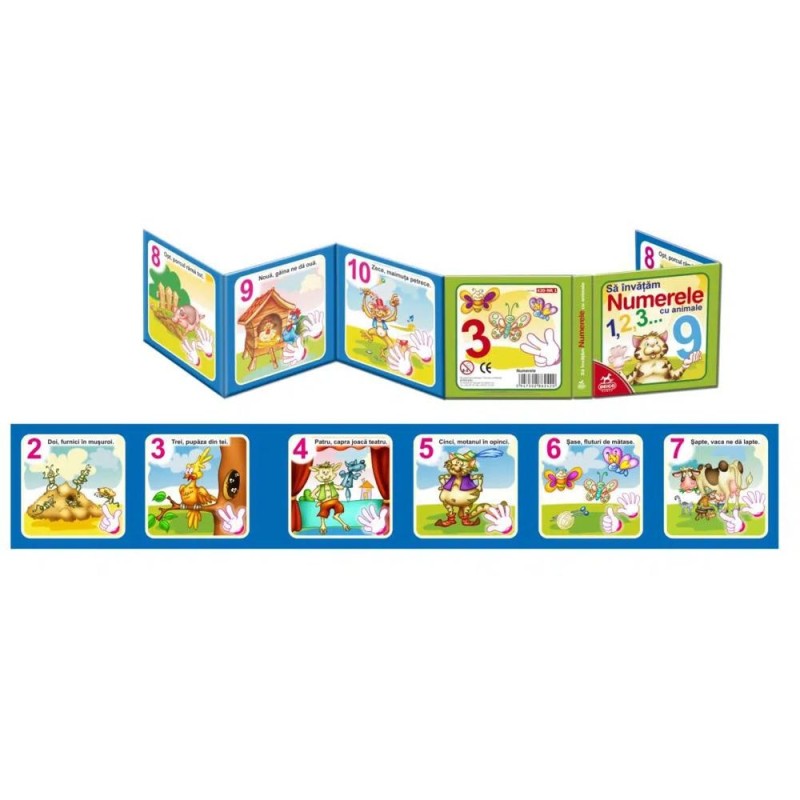 Carte Plianta, Numerele cu Animale, + 3 ani, Deico