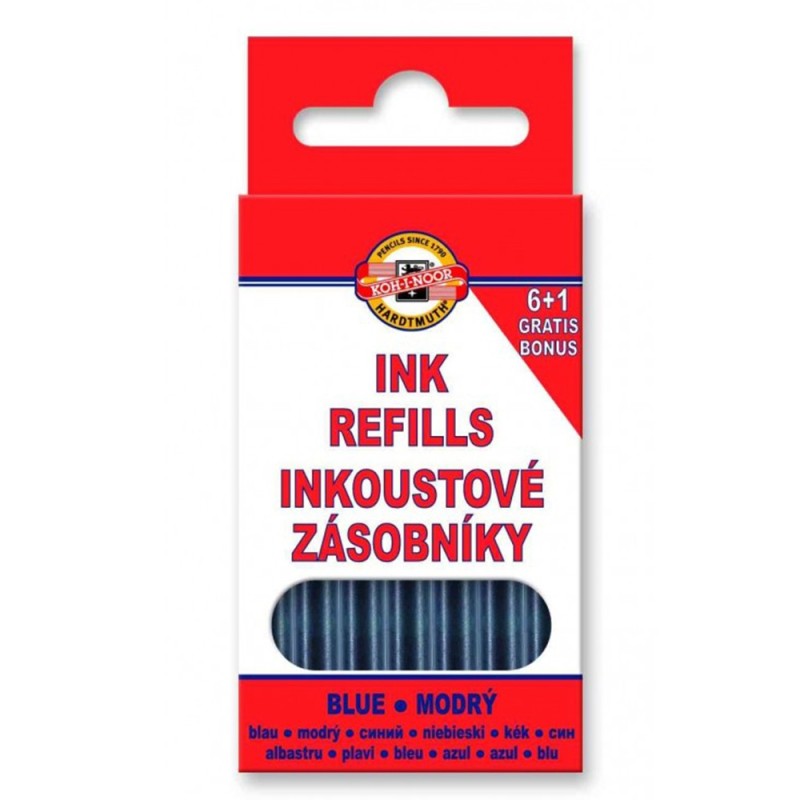 Cartuse Cerneala Albastra, Lungi, 7 Bucati / Cutie, Koh-I-Noor