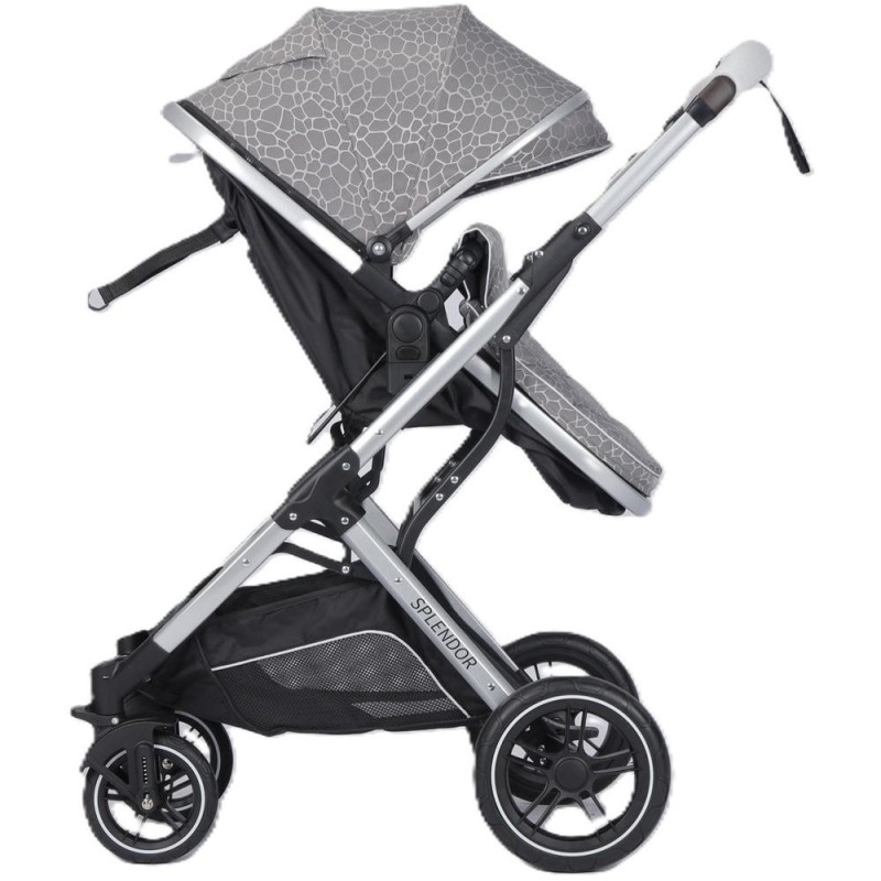 Carucior Multifunctional 2 in 1,Gri, Suspensii, Roti EVA, Maner Reversibil, Parasolar, Splendor