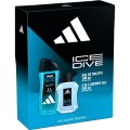 Caseta Cadou Barbati Adidas Ice Dive, Apa de Toaleta 100 ml, Gel de Dus 250 ml