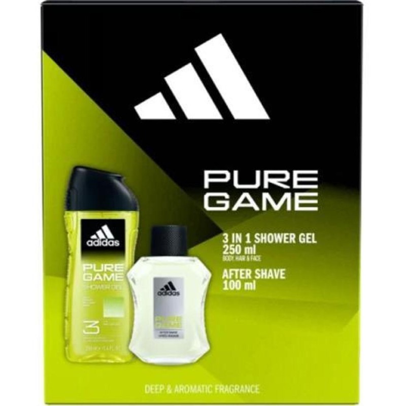 Caseta Cadou Barbati Adidas Pure Game, After Shave Lotiune 100 ml, Gel Dus 250 ml