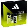 Caseta Cadou Barbati Adidas Pure Game, Deodorant Natural Spray 75 ml, Deo Spray Corp 150 ml, Gel Dus 250 ml