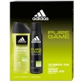 Caseta Cadou Barbati Adidas Pure Game, Gel Dus 250 ml, Deodorant 150 ml