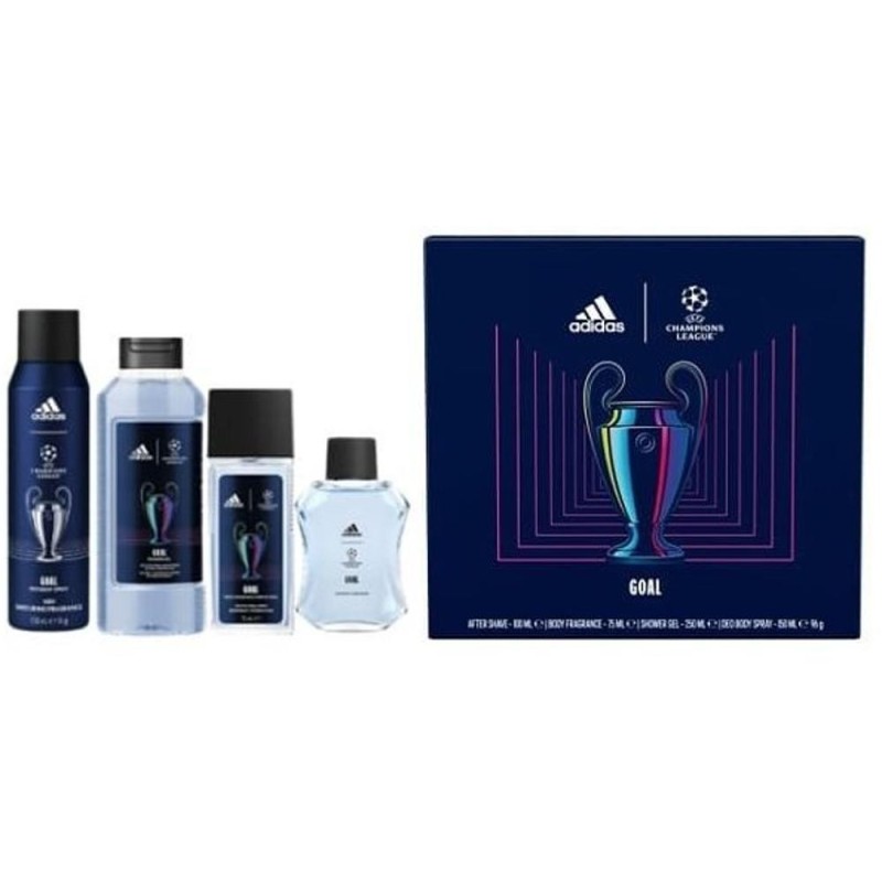 Caseta Cadou Barbati Adidas Uefa Goal, After Shave Lotiune 100 ml, Deodorant Spray 75 ml, Deodorant 150 ml, Gel Dus 250 ml